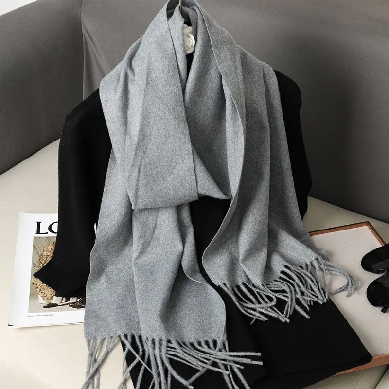 Luxe Winter Cashmere-Feel Women's Scarf Shawl with Tassels