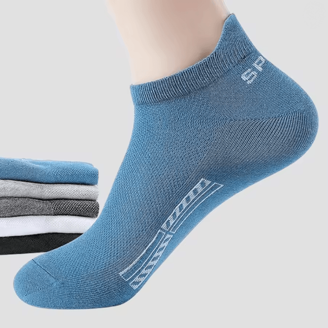 Mens Breathable Cotton Ankle Socks Lightweight Athletic Socks 5 Pair Set
