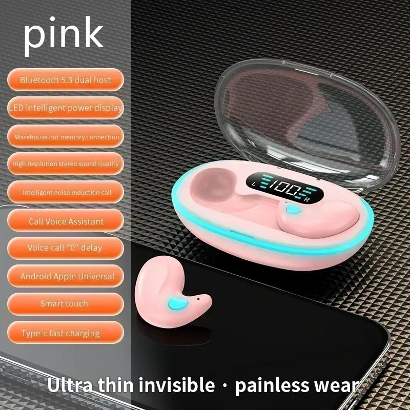 Wireless Sleeping Earbuds Mini Bluetooth TWS Headphones with Mic Waterproof HD Call Quality