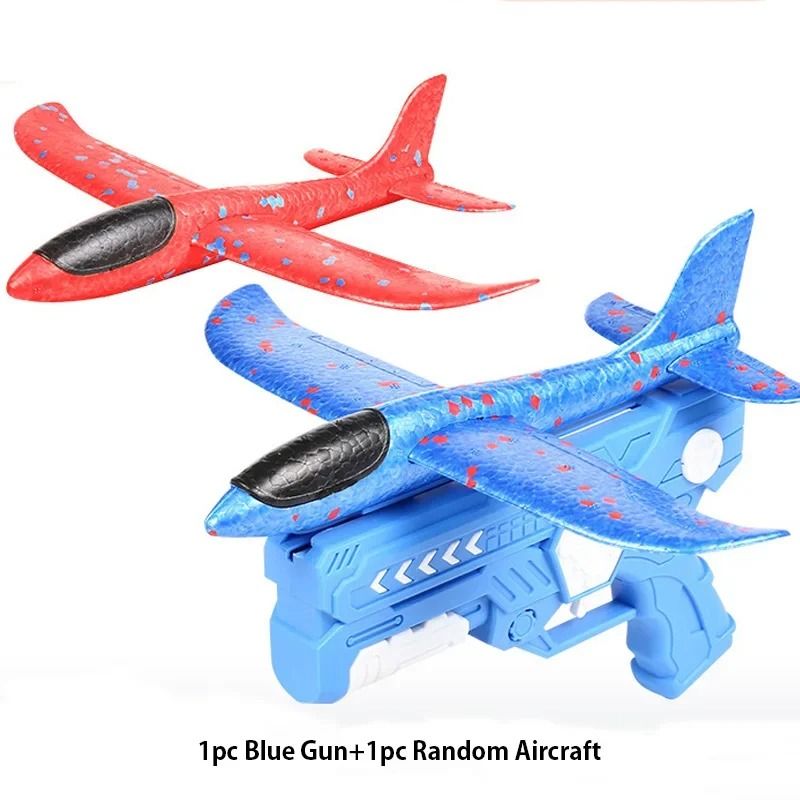 Kids Foam Airplane Toy Launcher Outdoor Glider Plane Set