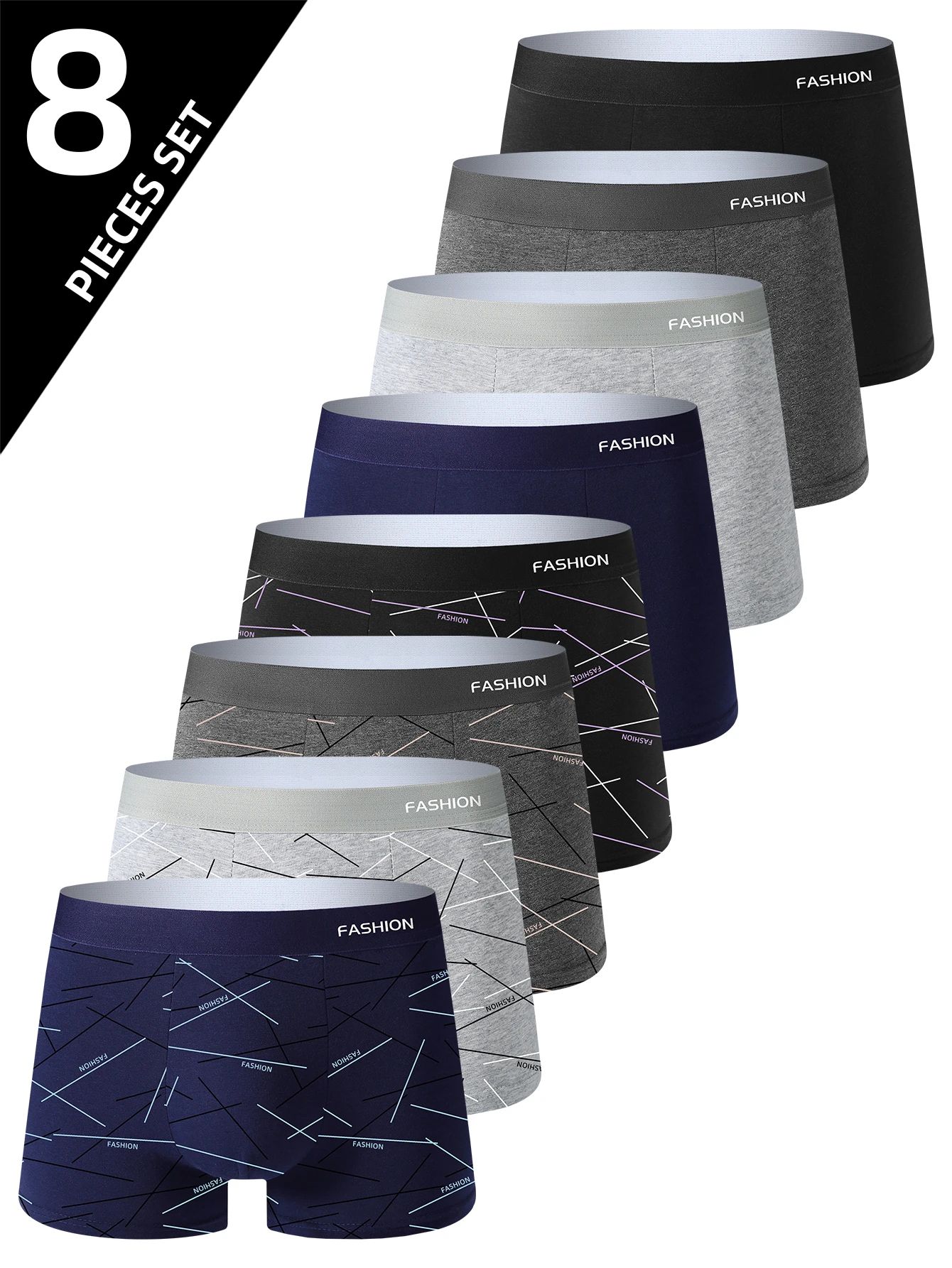Mens Boxer Briefs Soft Breathable Comfortable Underwear 8 Pack