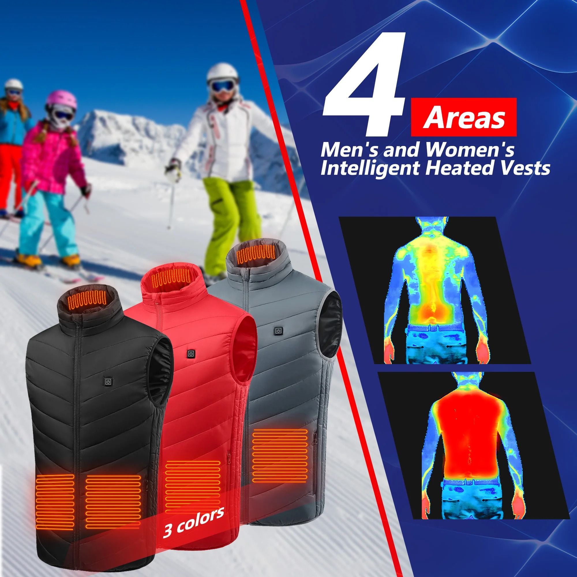Heated Vest Electric Jacket USB Rechargeable Heating Coat for Men and Women Outdoor Sportswear