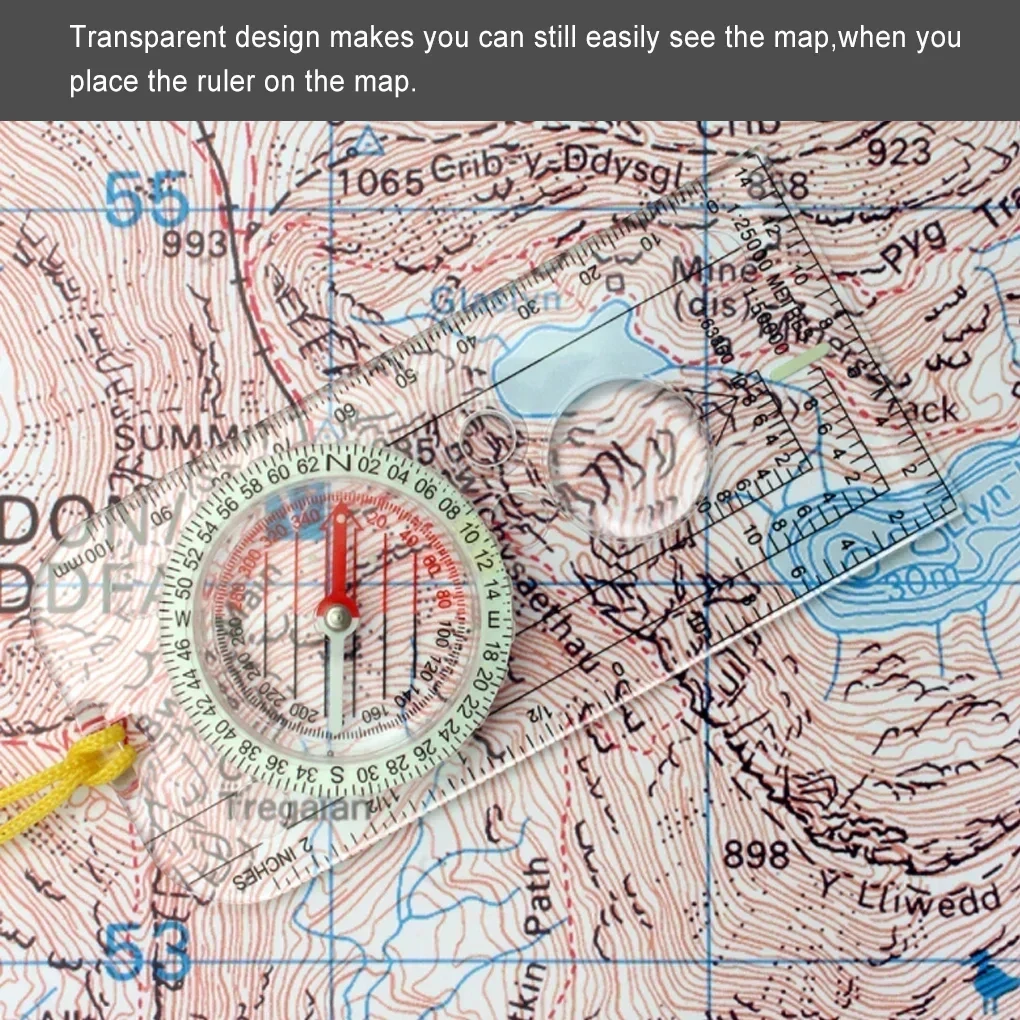 Precision Map Navigation Tool Set with Orienteering Compass and Map Ruler