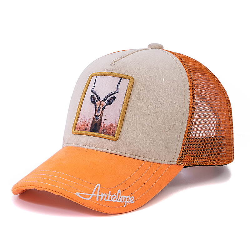 Unisex Trucker Hat Hot Sale, Suede Sun Hat with Grizzlies Pattern Patch, Summer Animal Baseball Cap for Men Women