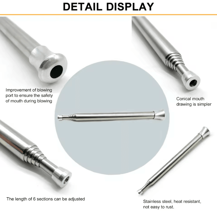 Retractable Camping Fire Blow Tube – Portable Stainless Steel Fire Starter for Outdoor Cooking & Survival