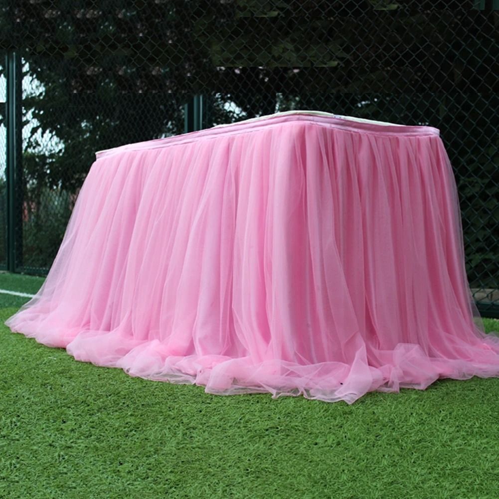 Elastic Tulle Table Skirt for Wedding and Party Decor