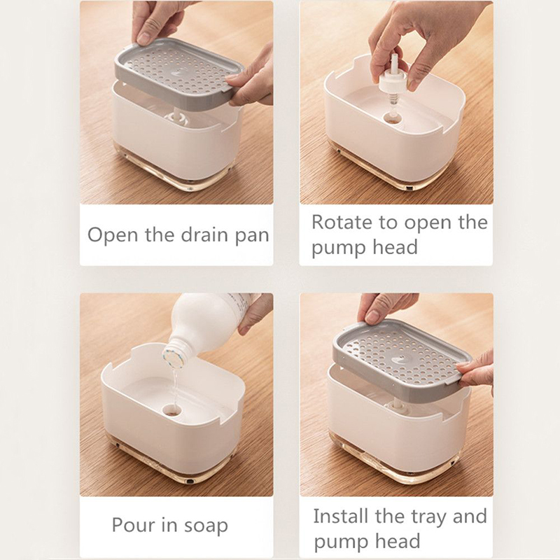 Automatic Soap Dispenser with Foam and Sponge Holder Kitchen & Bathroom Liquid Container