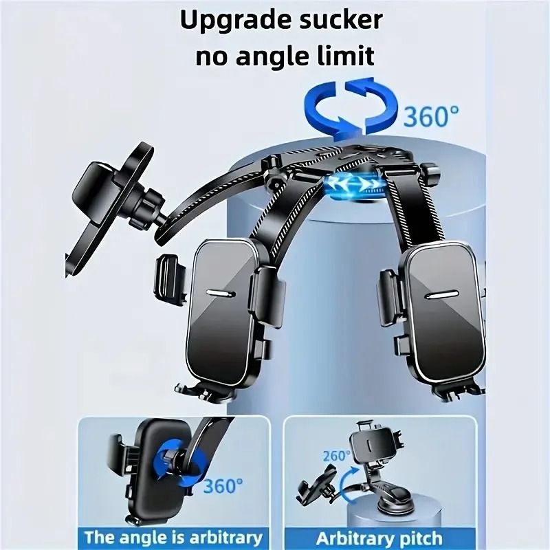 360° Rotatable Multifunctional Car Phone Holder – Strong Vacuum Suction Mount