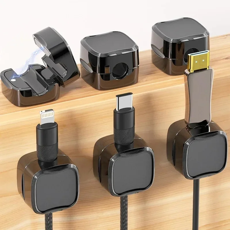 Adjustable Cord Holder, Magnetic Cable Clips, Desk Cable Management, Wire Organizer Keeper