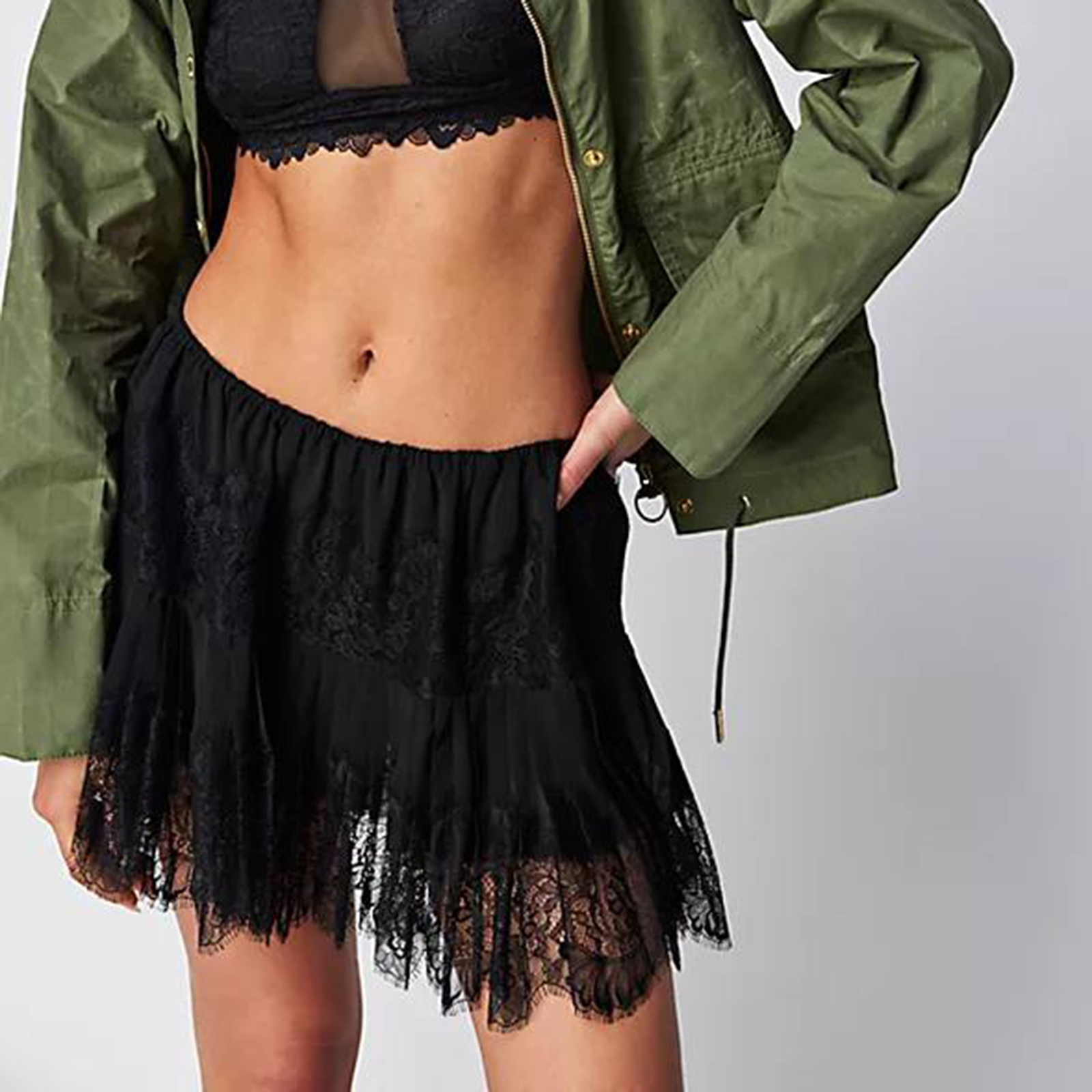 Flowy Swimwear Skirt, Ruffle Low Waist, Layered Pleated Style