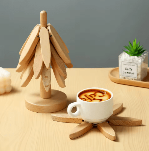 WalnutShield Wood Heat Resistant Trivet – Premium Walnut Wood Table Mat & Anti-Scald Pot Holder