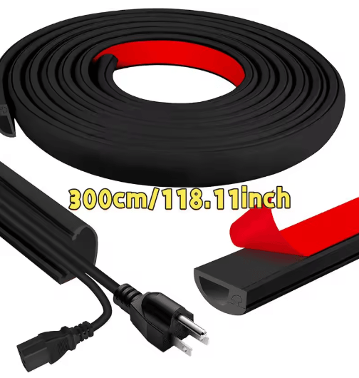 Adhesive Cable Management Channel – Invisible Wire Cover Raceway with Cap