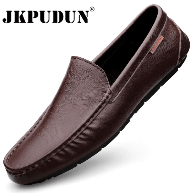 Men Leather Casual Loafers Breathable Comfortable Slip On Driving Shoes