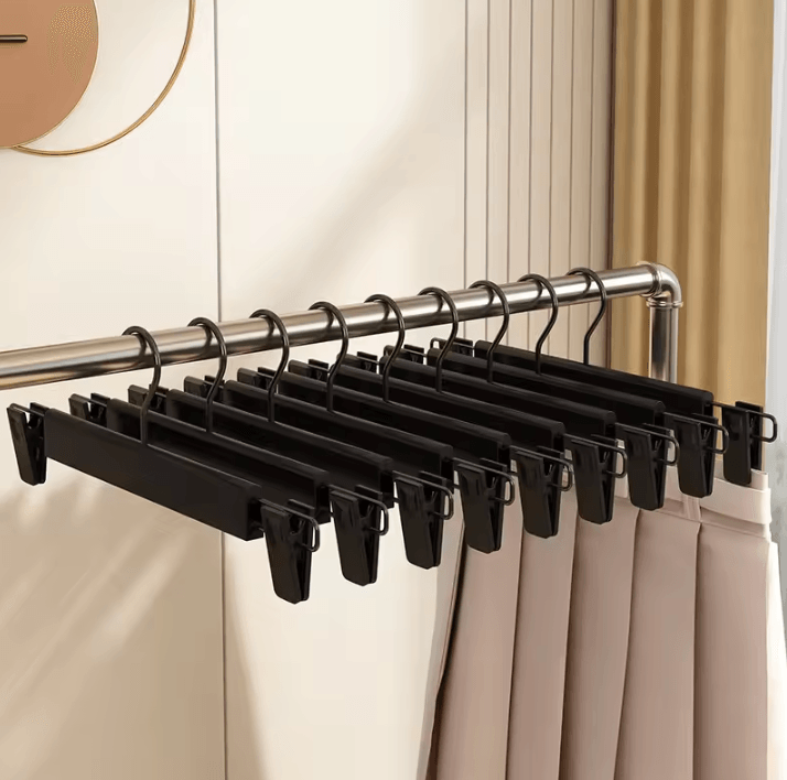 5pcs Home Frosted Plastic Trouser Rack – Strong Seamless Clip Hangers for Drying Clothes