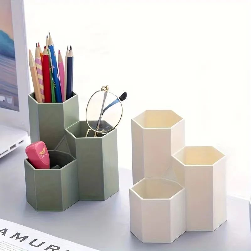 3 Grid Desktop Organizer Pen Holder and Makeup Brush Storage Box