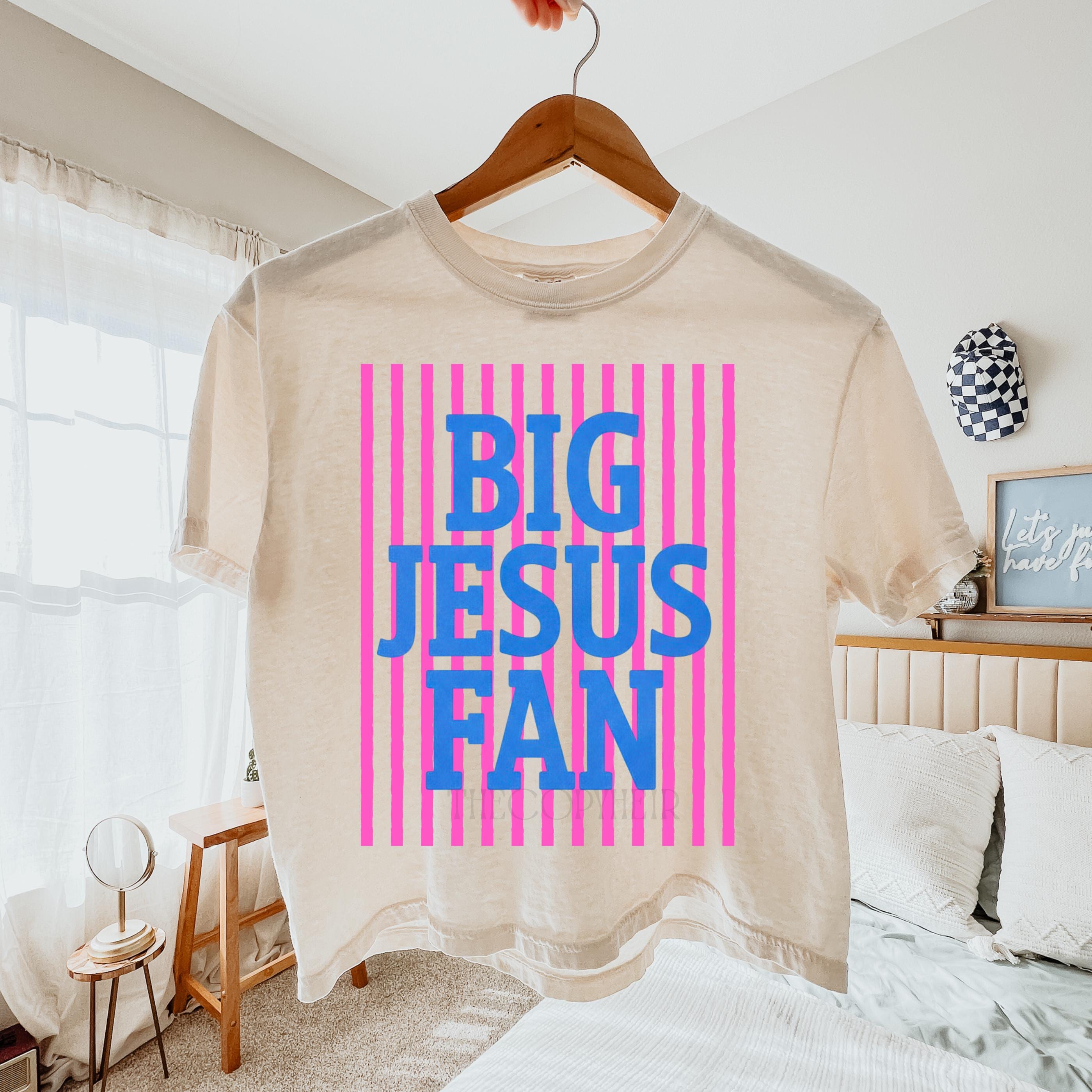 Big Jesus Fan PNG Preppy Christian Striped Design