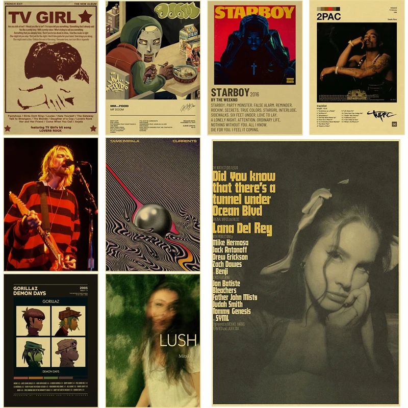Retro Indie Music Poster Set – Aesthetic Album Wall Art Prints for Bedroom & Studio Decor