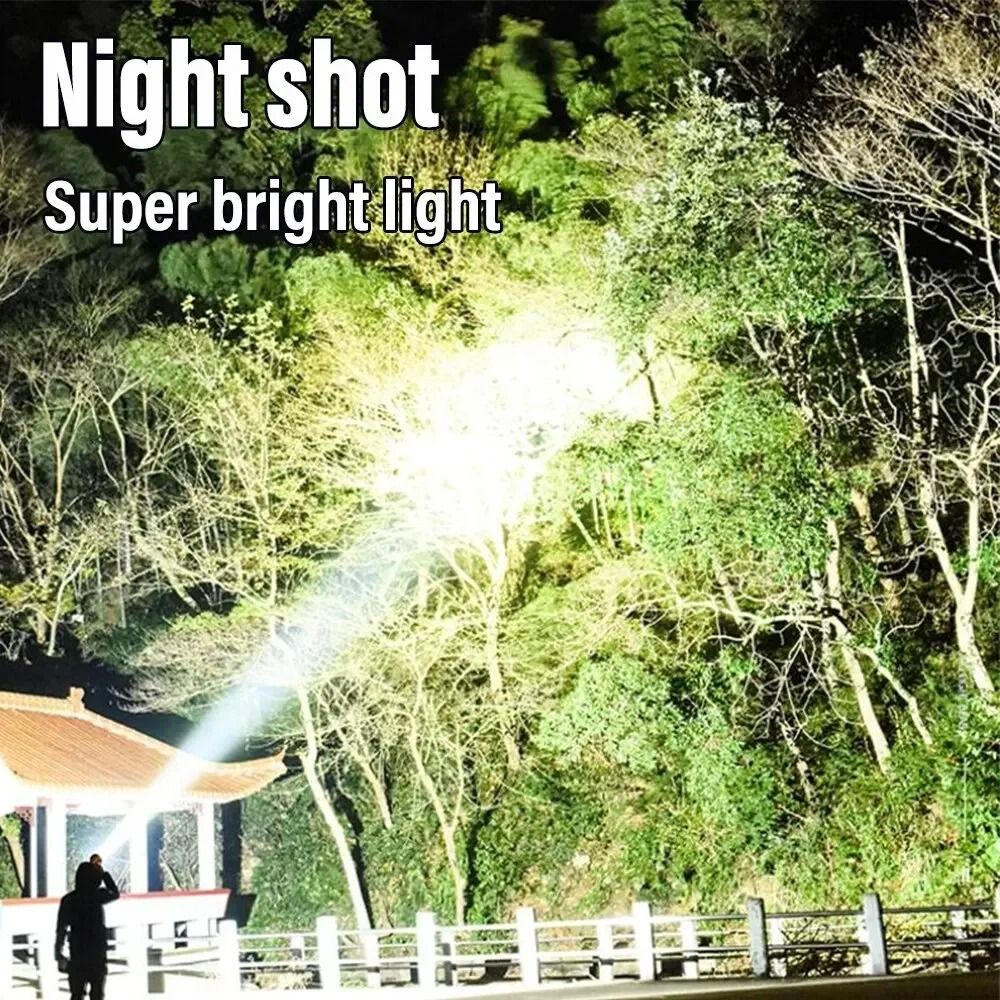 Powerful LED Flashlight with USB and Solar Rechargeable Power Bank