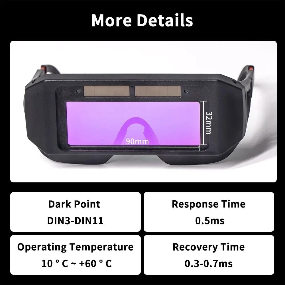 Solar Powered Auto Darkening Welding Goggles