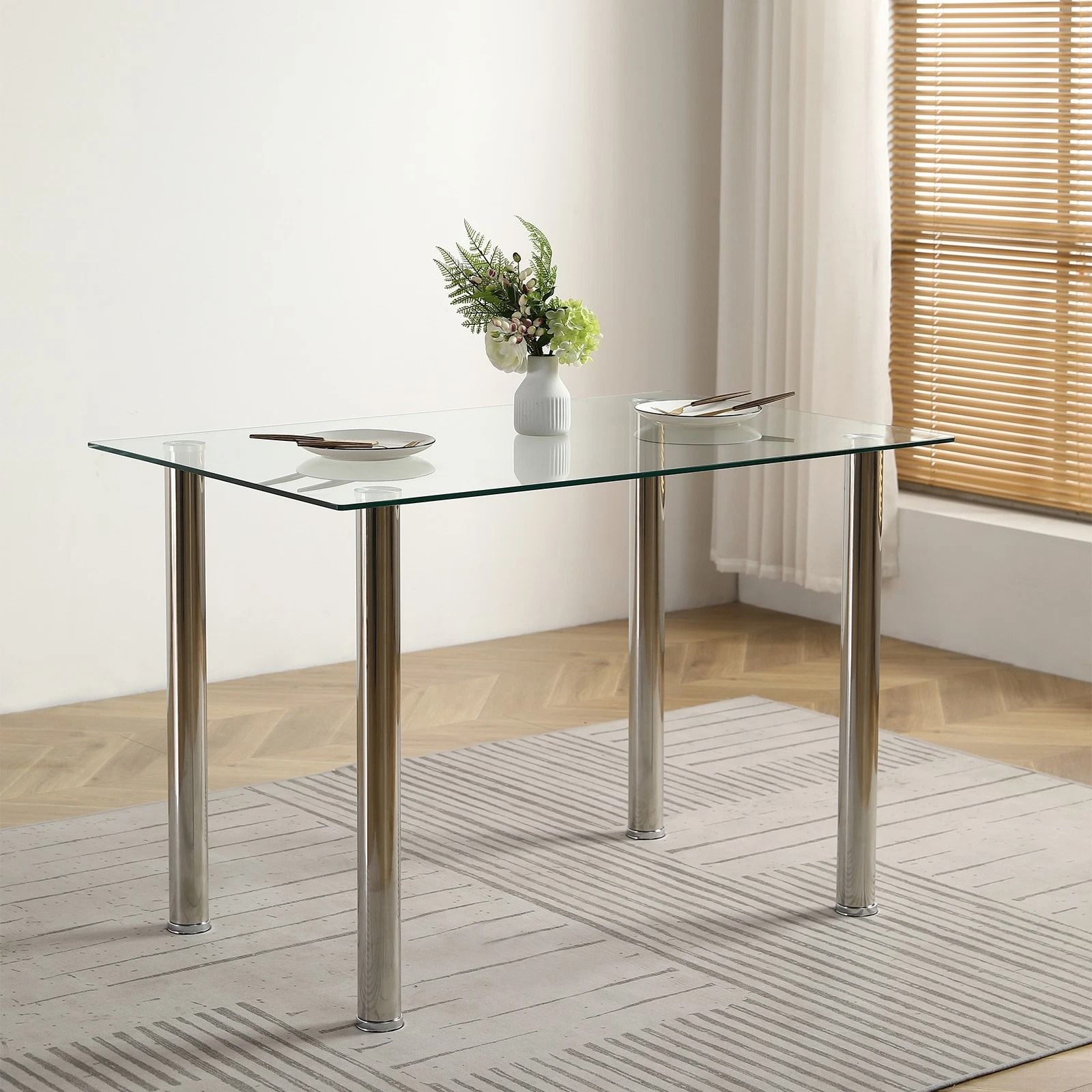 Dining Set with Modern Kitchen Table Set and Leather Dining Chairs
