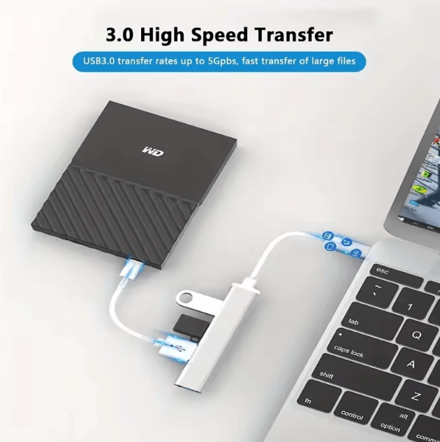 UltraPort 4-Port USB-C Hub Adapter – High-Speed Splitter & OTG Docking Station for MacBook & Laptops