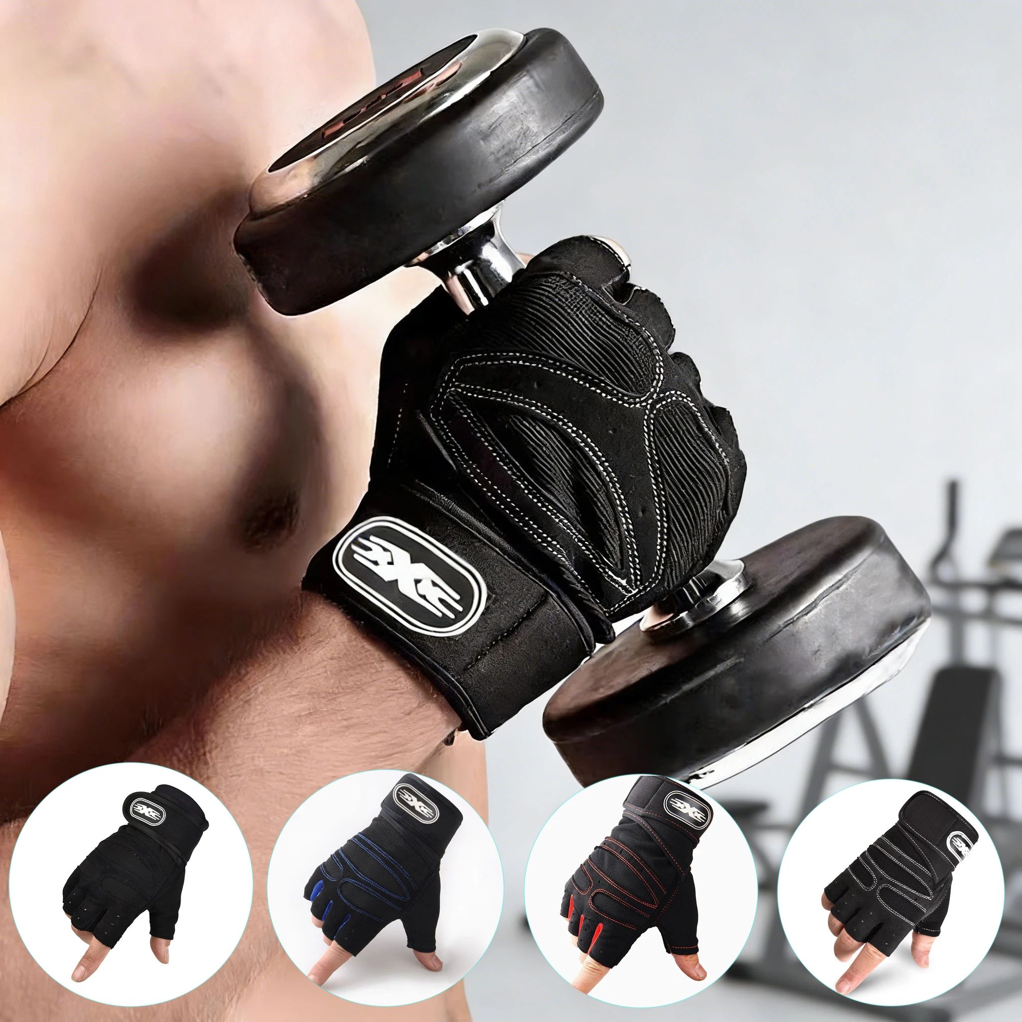 Gym Gloves for Men & Women Fitness Weight Lifting Wristband Gloves Shockproof Training Sports Cycling