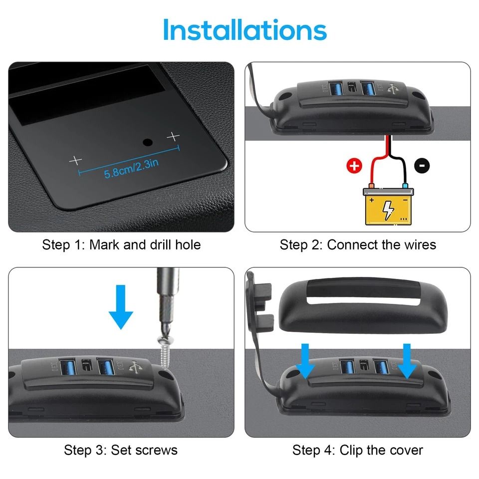 Car Boat Dual USB Fast Charger Outlet Panel Power Socket
