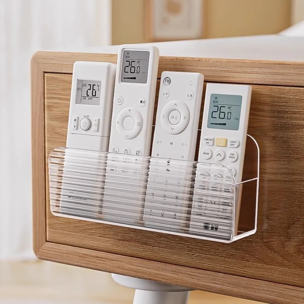 Wall Mounted Remote Control Storage Box Transparent Acrylic Organizer Shelf