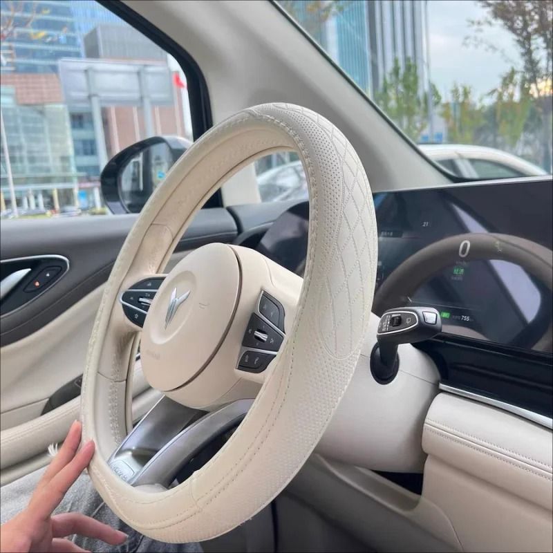 Napa Leather Perforated Patchwork Steering Wheel Cover