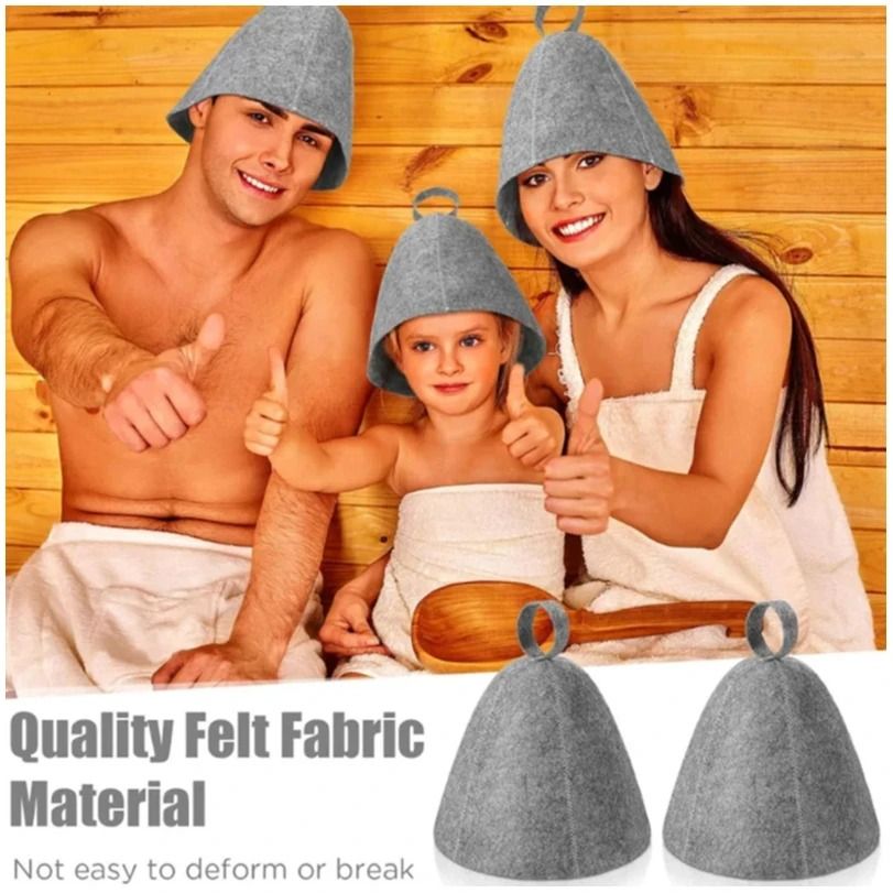Anti-Heat Thicken Wool Felt Sauna Hat Bathroom Shower Cap & Hair Turban