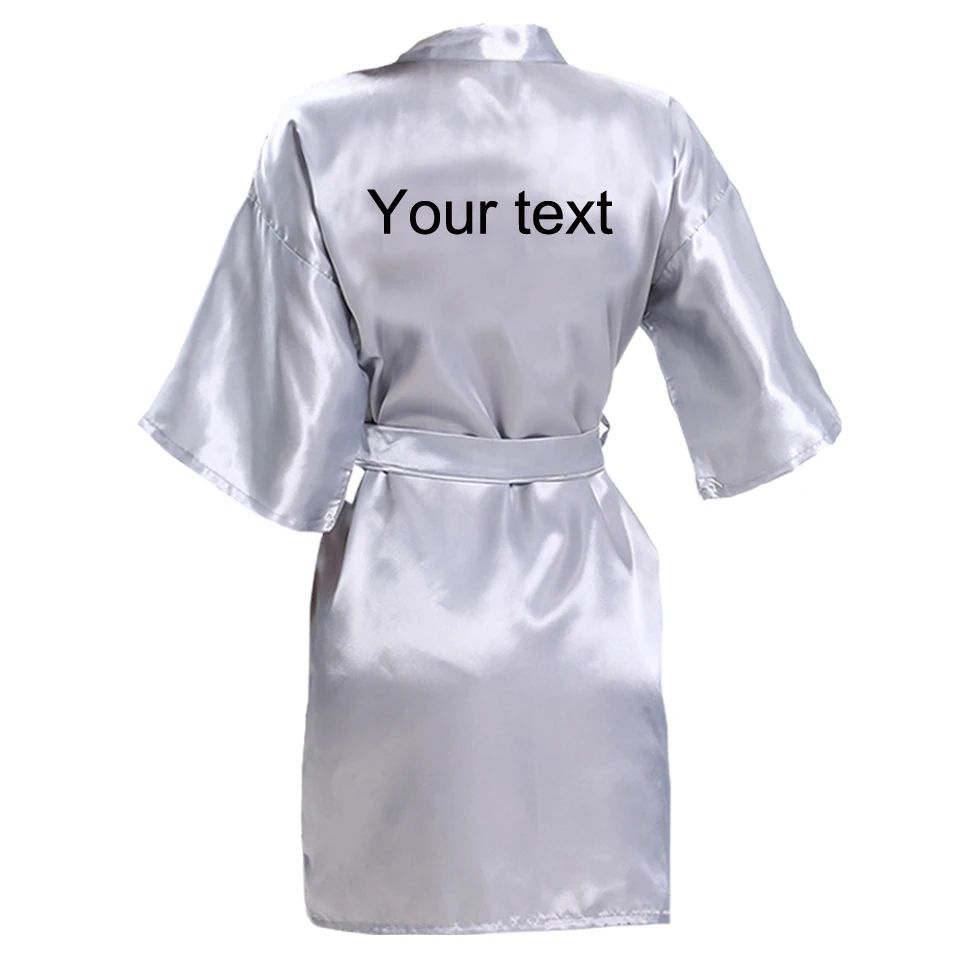 Personalized Faux Silk Bridal Robe with Custom Name & Date – Elegant Bride & Bridesmaid Getting Ready Robe