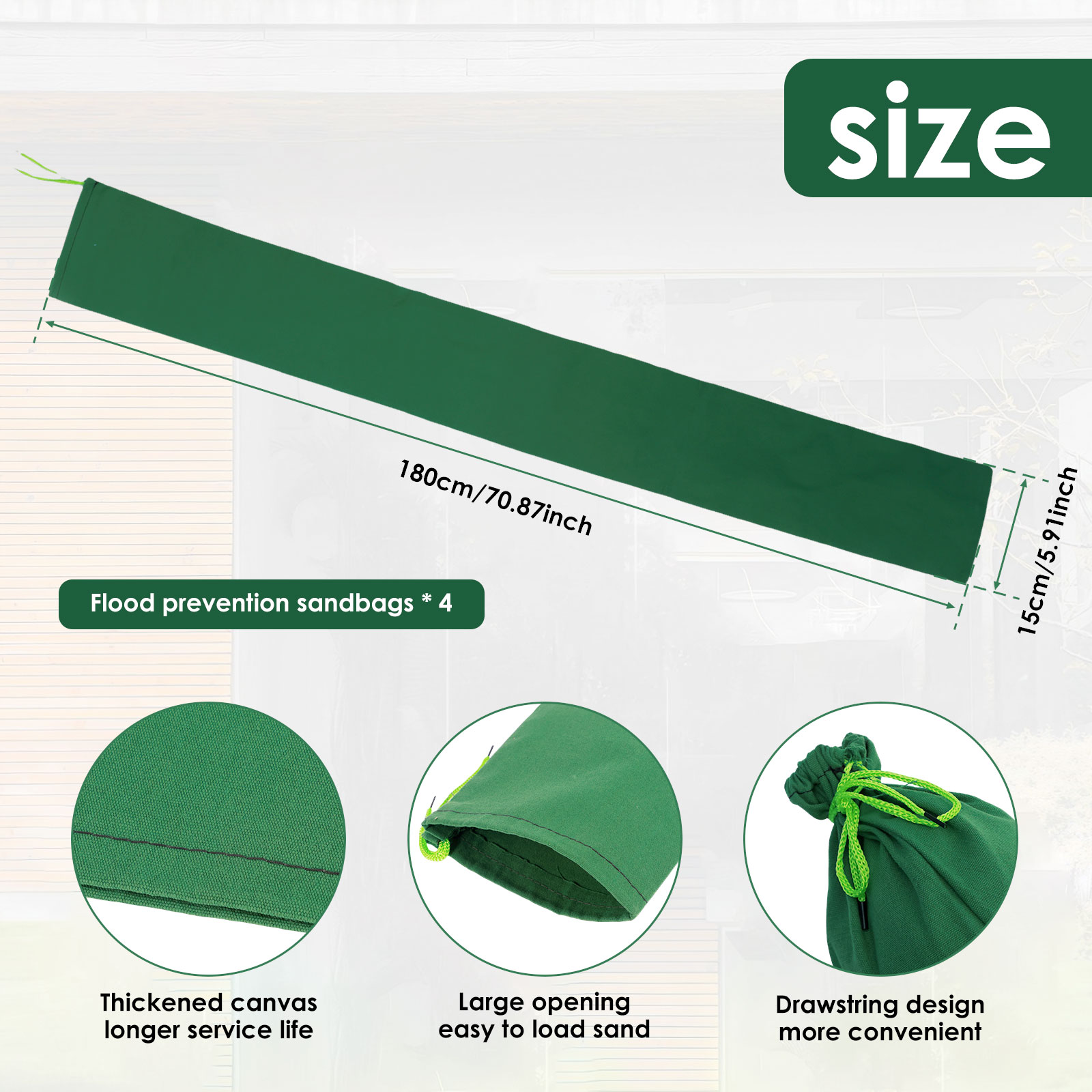 Sand Bags Thickened Long Canvas Sandbags, Sturdy Water Barrier, Large Reusable Empty Flood Prevention Sandbags