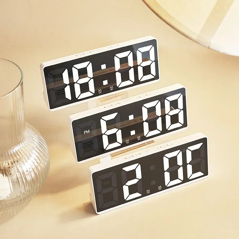Voice Control Digital Alarm Clock with Temperature Display, Snooze & Night Mode, 12/24H Anti-Disturb Desktop Table Clock