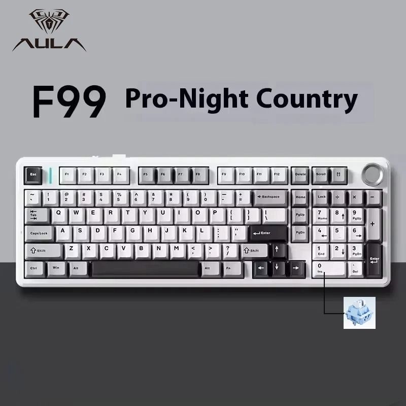 AULA F99PRO Wireless Mechanical Gaming Keyboard with Knob and Hot Swappable Gasket Mount