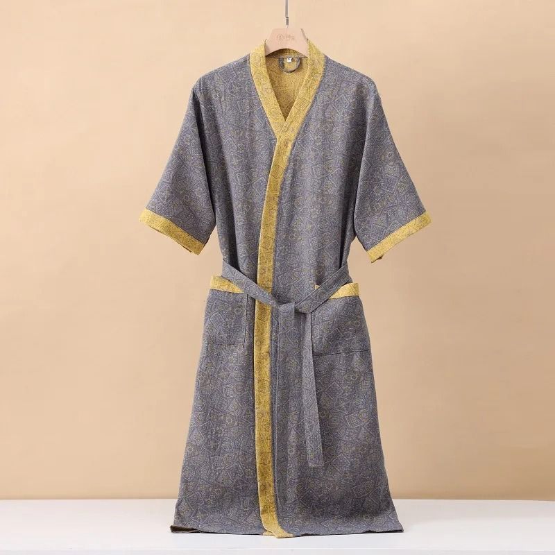 Cotton Printed Kimono Bathrobe Quick Dry Summer Home Wear