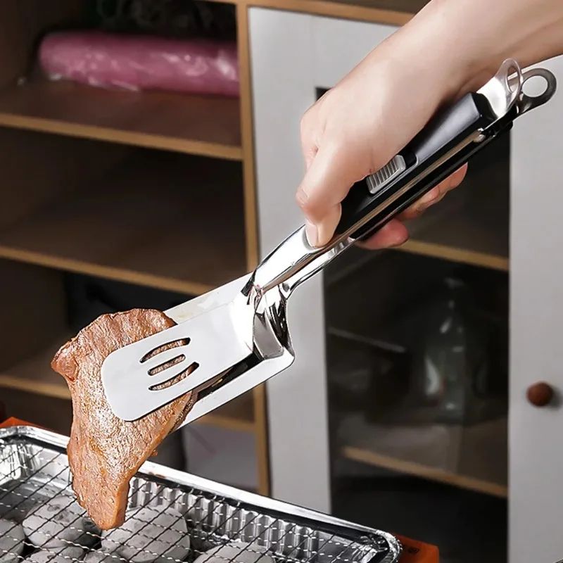 Premium Stainless Steel Slotted Tongs for Grilling & Cooking | Non-Slip BBQ Tool