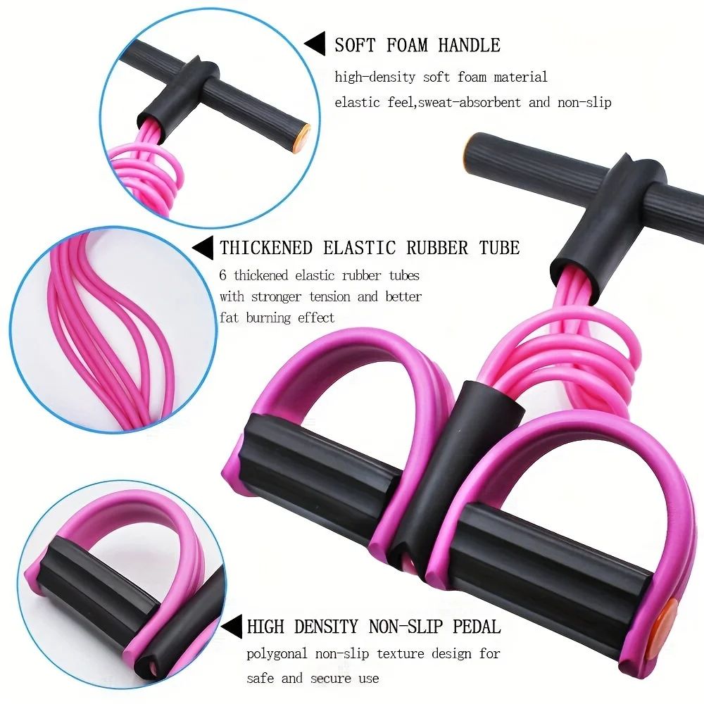 6 Tube Resistance Band Trainer with Pedal – Multi Functional Home Workout Equipment for Arms, Legs, Waist & Abs