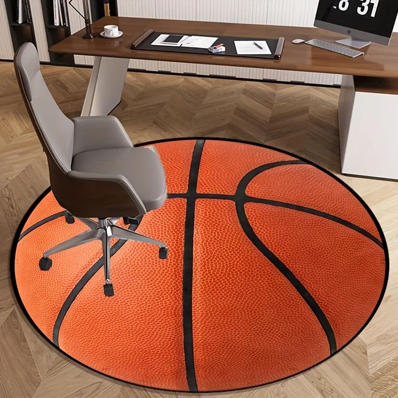3D Basketball Round Flannel Rug