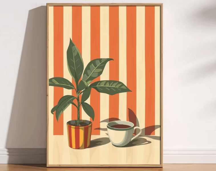 Retro Coffee Canvas Poster – Minimalist Beige Kitchen & Cafe Wall Art