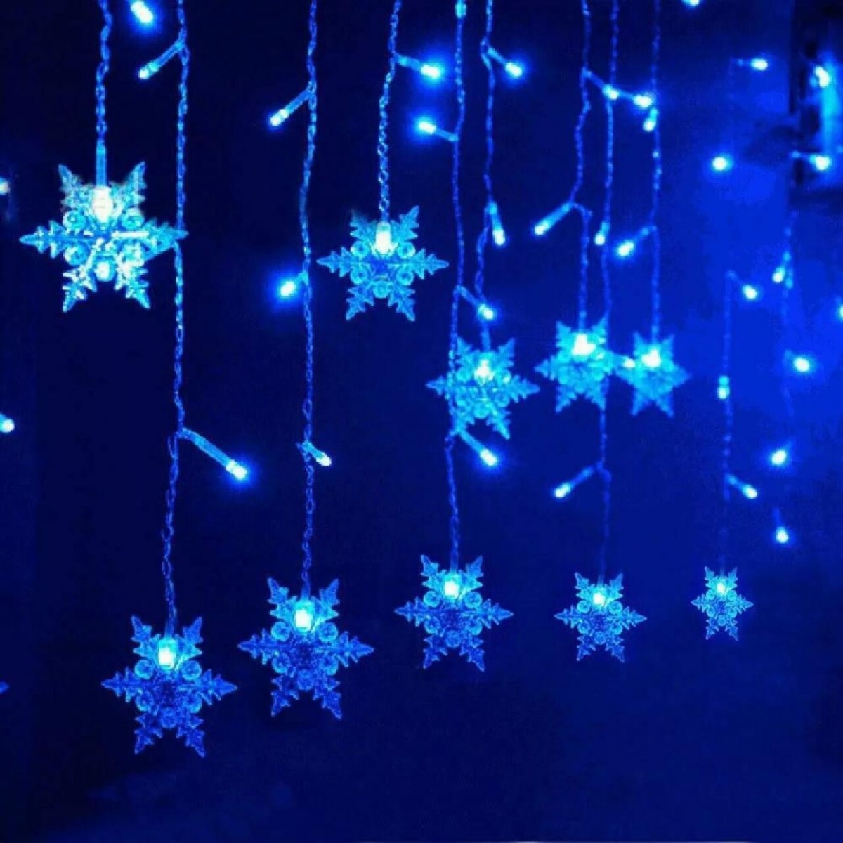 Solar Powered Snowflakes Lights, Waterproof Christmas Curtain Lights for Holiday Decor