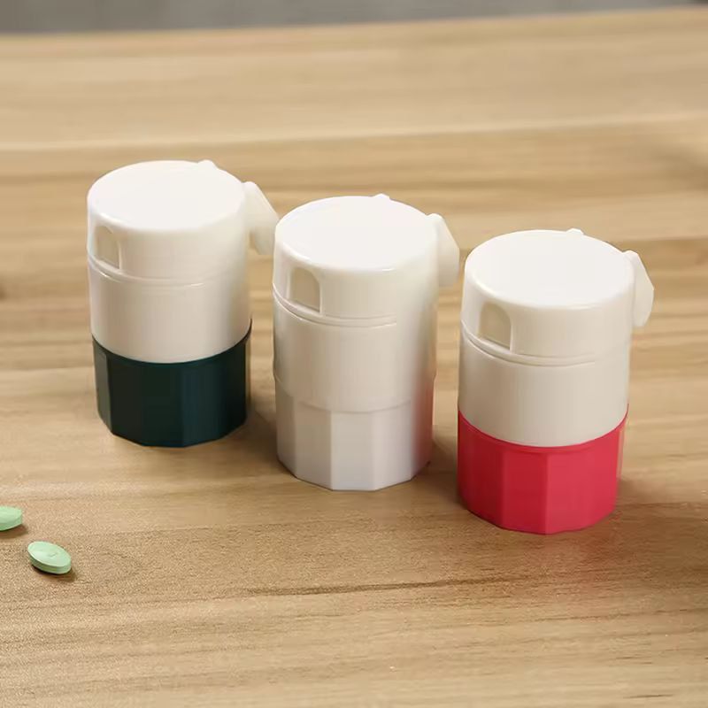 Compact 4-in-1 Travel Pill Cutter & Grinder Box