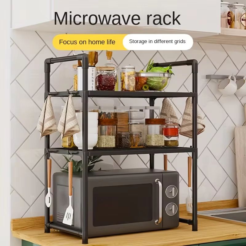 Heavy Duty Kitchen Baker's Rack Floor Standing Microwave Oven Stand with 2-Tier Storage Shelf