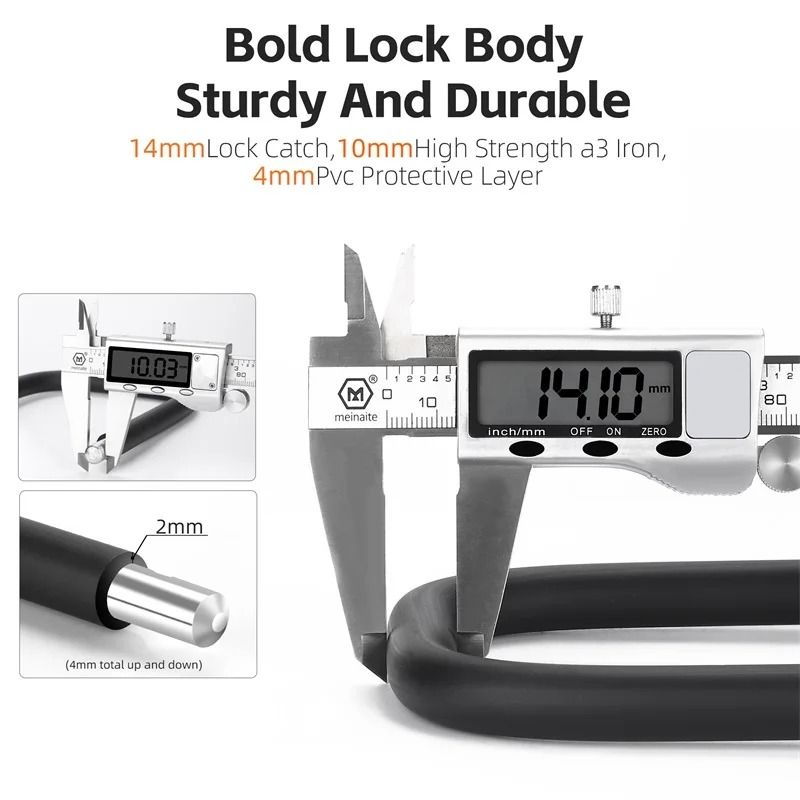 Heavy Duty U Lock with Cable and Bracket