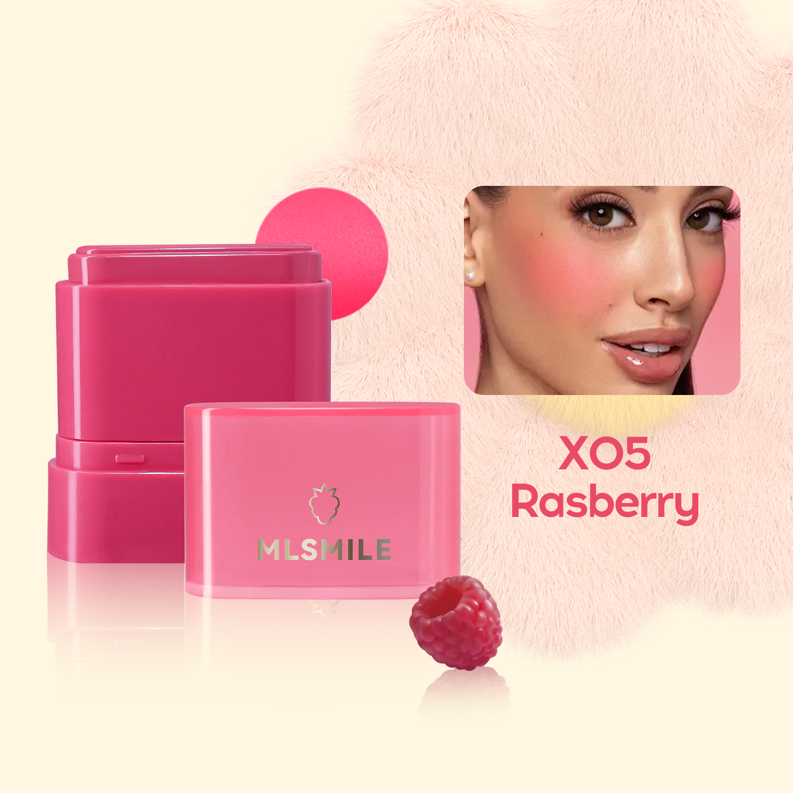 2-in-1 Flat Tube Fruit Blush & Lipstick Stick, Easy to Apply Highlighter & Contour, Multi-Use Lip & Cheek Makeup