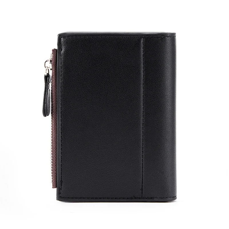 Mens PU Leather Wallet with Zipper Black & Coffee Stylish Credit Card Holder & Money Bag for Men