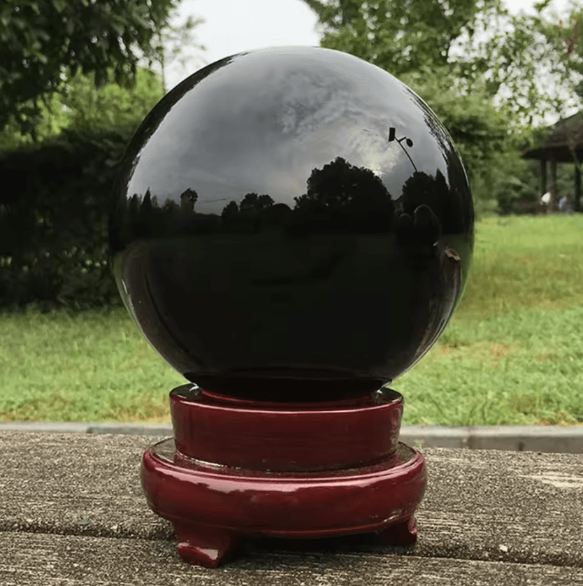 Natural Black Tourmaline Quartz Sphere – Energy Healing Crystal Ball Decor