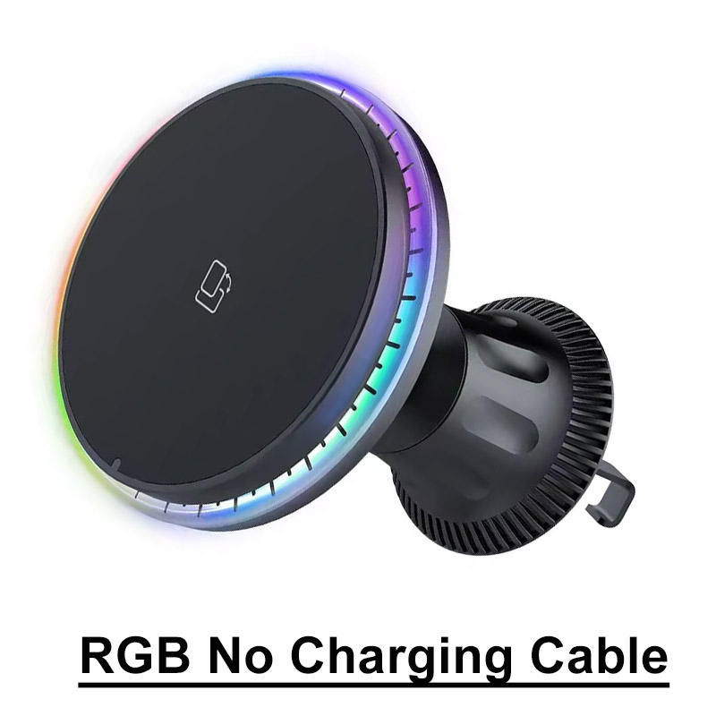 Magnetic Wireless Car Charger Stand with RGB LED Light Fast Charging Station