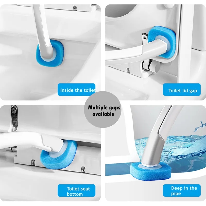 Wall-Mounted Disposable Toilet Brush with Cleaning Liquid & Replacement Brush Head