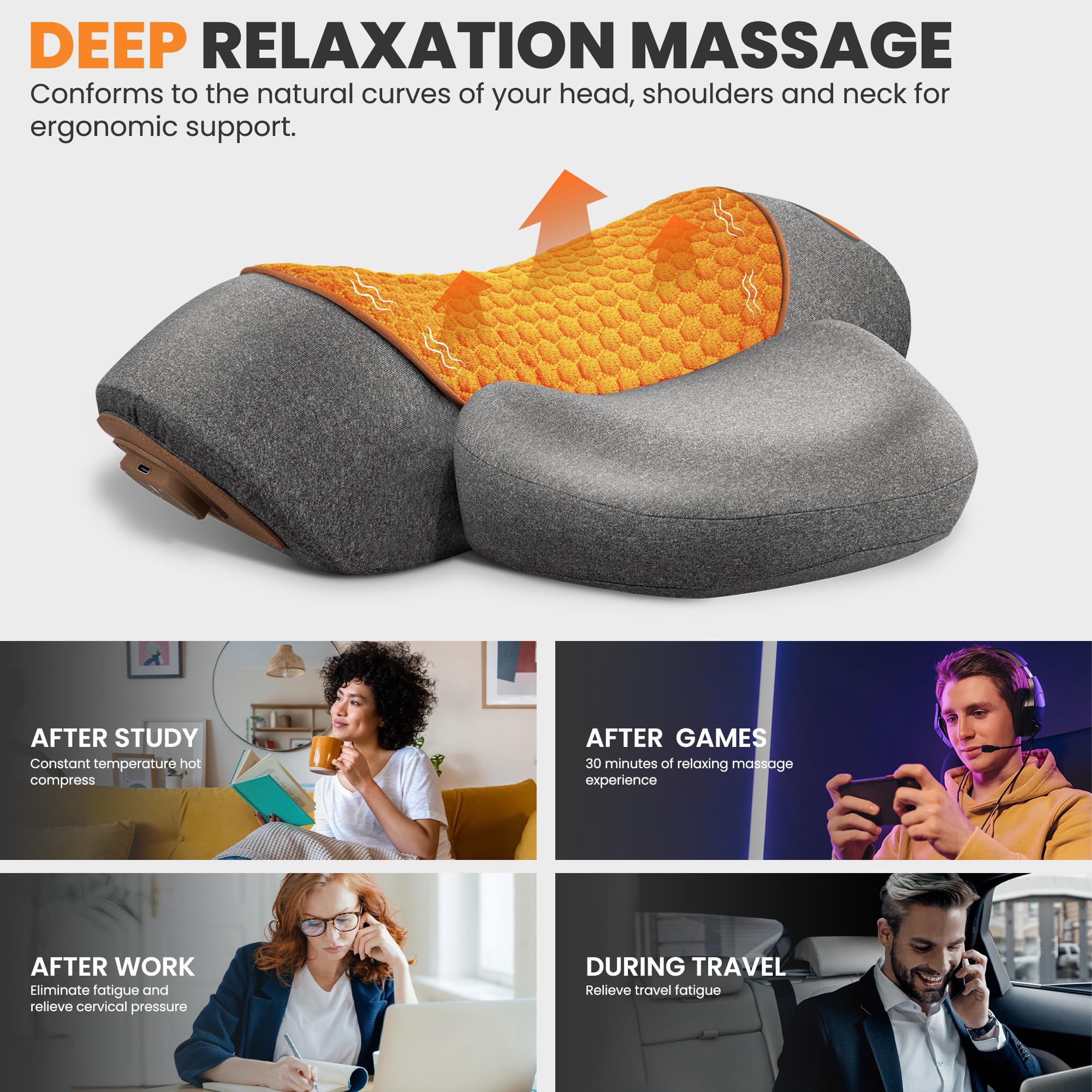 Electric Neck Massager, Cervical Pillow, Hot Compress, Neck Stretch Heating Vibration, Back Traction