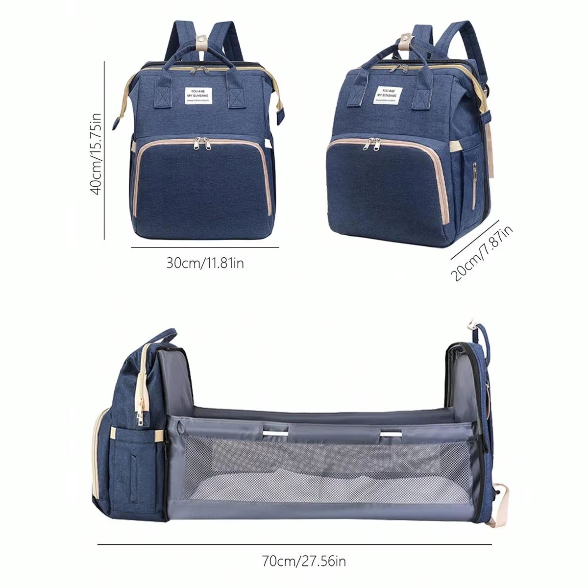CarryEase Foldable Diaper Bag with Changing Station and Insulated Pocket